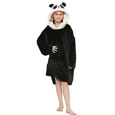 Bambine Ragazzi Oversize Cappuccio Panda Super Soft Snuggle Caldo Pile Coperta