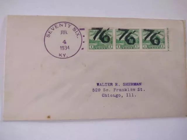 Usa 1934 Cover ’76’ Fancy Cancel 76 Ky/Chicago, Il/Very Rare!