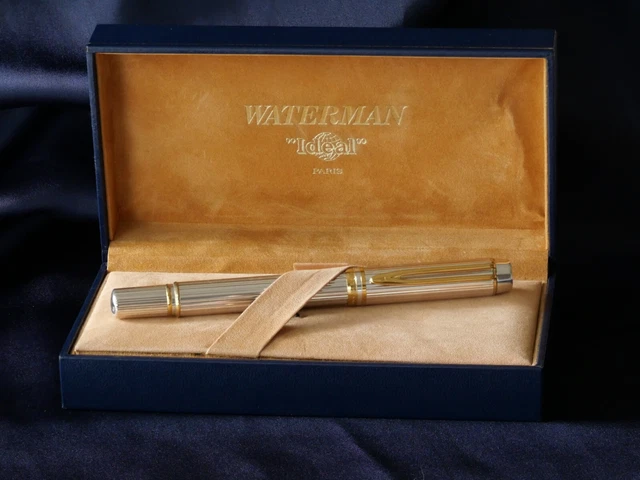 Stylo Plume Waterman Man Night & Day - Plume En Or Massif 18K, Corps Argenté, Occasion Rare