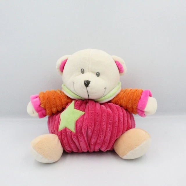 Doudou ours rose orange vert MES PETITS CAILLOUX CMP - 22051