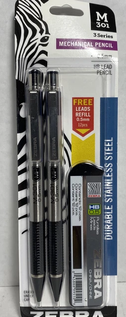 Zebra Mechanical Pencil M301 With Refill 2 Pencils New Sealed R1