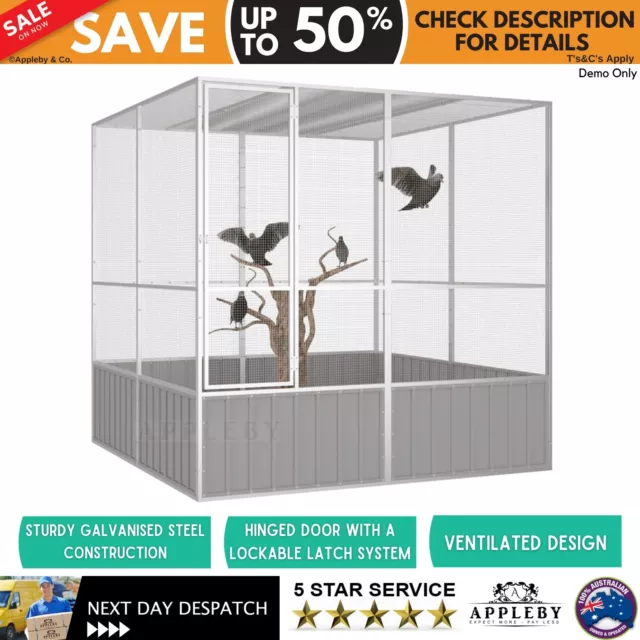 Galvanised Steel Bird Cage Parrot Aviary With Mesh Design Budgie Large Cages