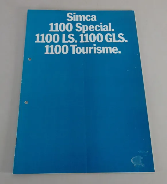 Prospectus/Brochure Simca 1100 Special / Ls / GLS / Tourisme Stand 09/1971