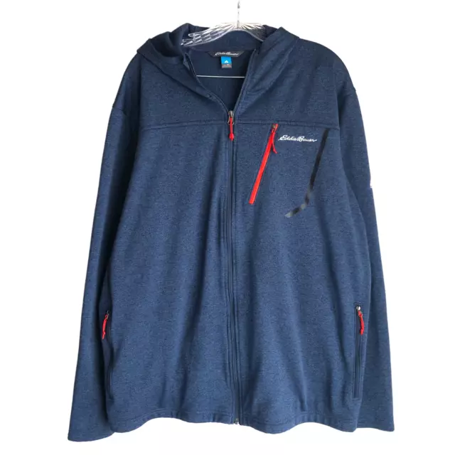 Eddie Bauer First Ascent Men's Hoodie Jacket Size 2XL Blue Fleece Lined Full Zip