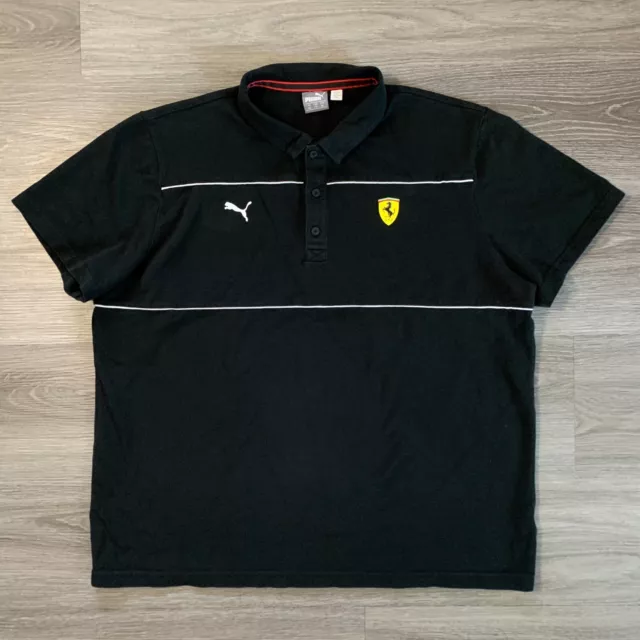 Puma Ferrari Polo Shirt Mens 2XL Black Short Sleeve