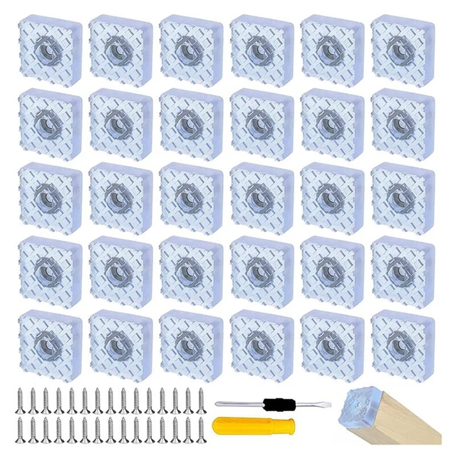 30 Pack Screw-on Square Rubber Buffer 30 x 30 mm Pads for Furni C5V8