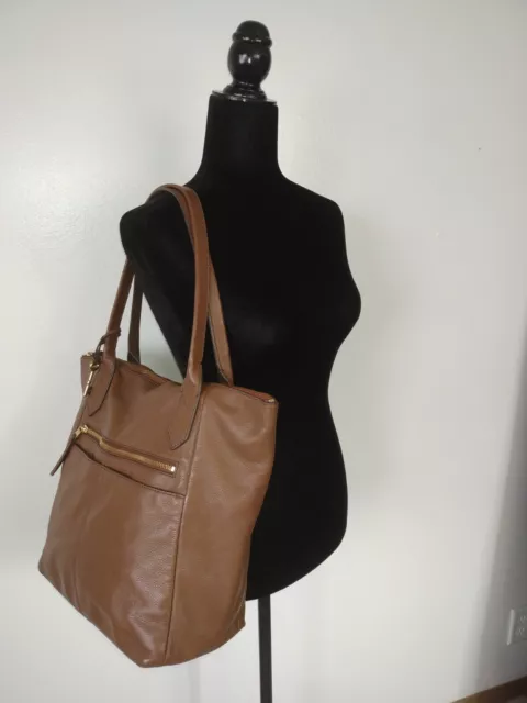 Gorgeous Rich Brown Leather FOSSIL Giant Tote Bag--Vintage Y2K