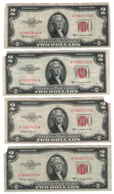 1953 C $2 Two Dollars Red Seal/Price For One Single Note