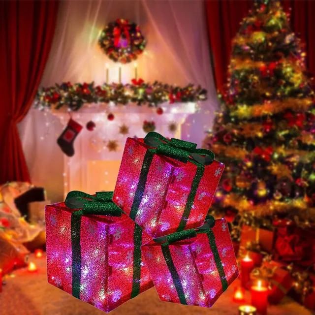 Scatole regalo illuminate decorazioni natalizie interne esterne per albero di Natale calde