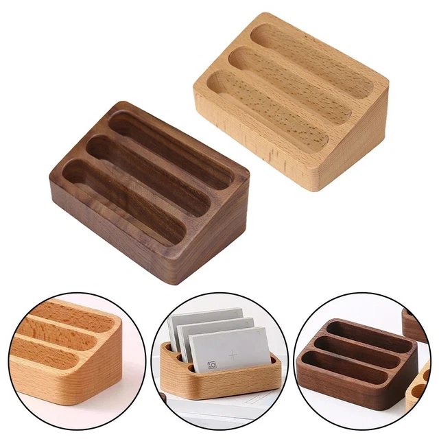 Présentoir à Cartes De Visite En Bois 3 étages - Rangement Bureau élégant Et Stable