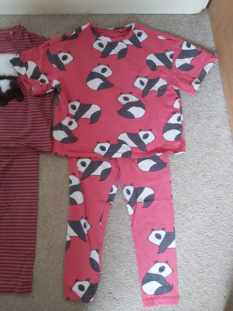 NEXT Girls Age 5 Years Pink Panda Pyjama Set Bundle Autumn Winter Snuggle Fit 2