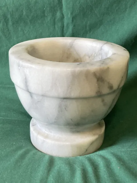 White Gray Marble Mortar Medicine Bowl Heavy