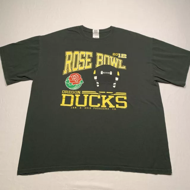 Oregon Ducks 2012 Rose Bowl Graphic Print Shirt Mens XL Gildan Green Football