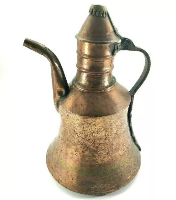 Vtg Antique Middle Eastern Arabic Turkish Hammered Copper Dallah Coffee Pot