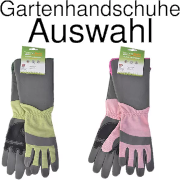 Gartenhandschuhe Technosafe lang Kunstleder Stretch Auswahl graupink braungrün