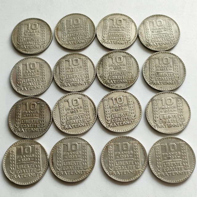 10 Francs  Turin  Argent  lot de 16 pièces