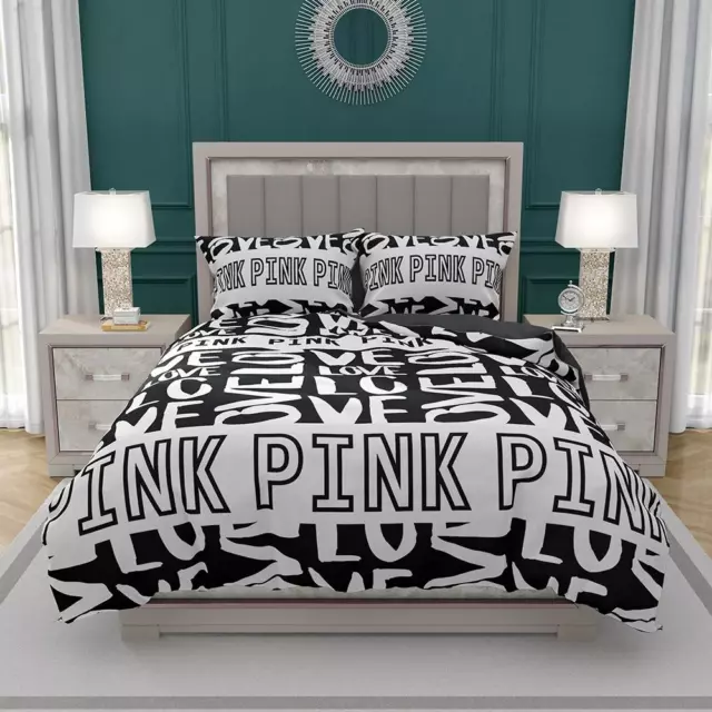 Victoria’s Secret Pink Valentine Day Quilt Duvet Cover Set King Soft Bed Linen