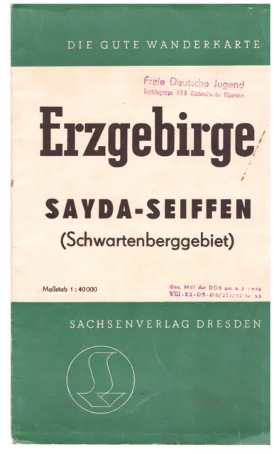 alte Wanderkarte Erzgebirge Sayda-Seiffen 1:40000 um 1951