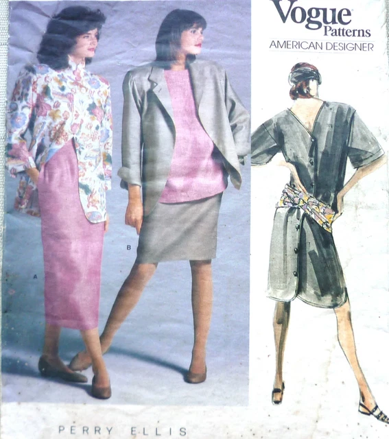 VOGUE 1694 UNCUT pattern 80s Perry Ellis size 8 jacket dress top skirt