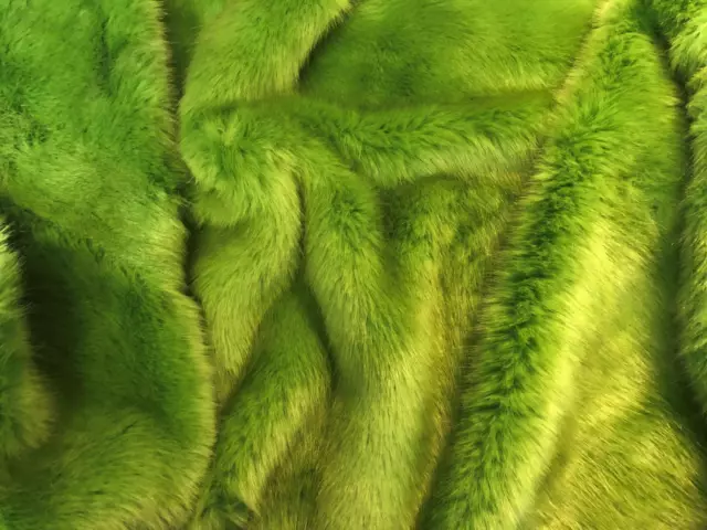 Super Luxury Faux Fur Fabric Material - SWISS LIME GREEN