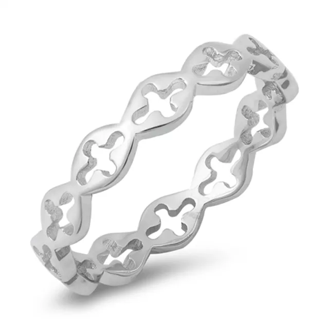 Cutout Sideways Cross Ring New .925 Sterling Silver Band Sizes 4-10