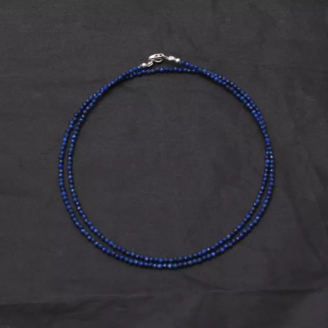 Natural Lapis Lazuli 2-2.5mm Micro Faceted Tiny Round Beads Necklace 14-36 Inch