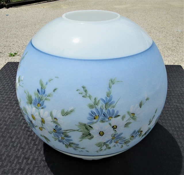 GWTW 9 inch White Blue Daisy Floral Hand Painted Ball Shade Lot B21