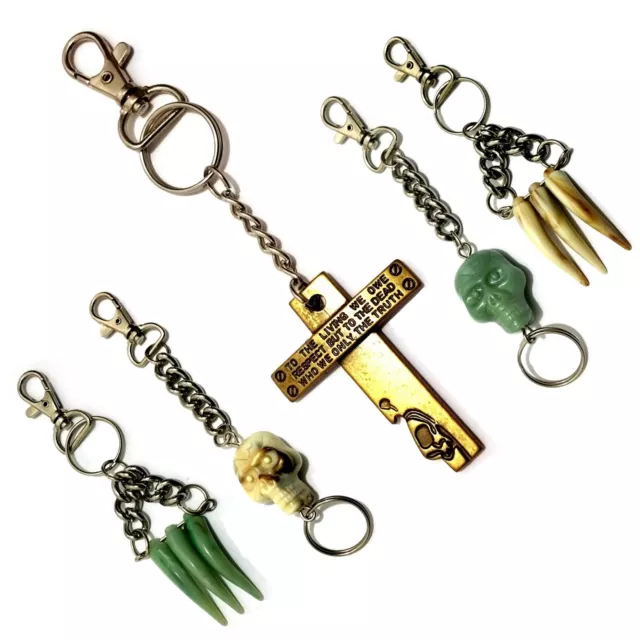 Schlüsselanhhänger Totenkopf Kreuz Gothic Anhänger Schlüsselring Karabiner Ring