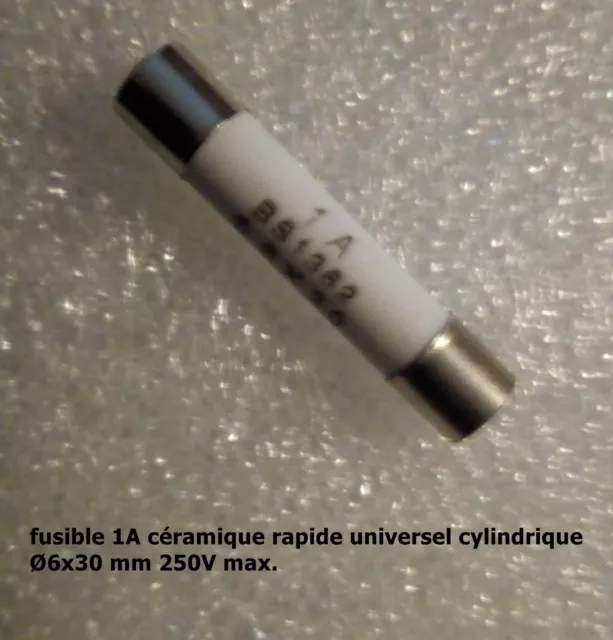 fusible céramique rapide universel cylindrique 6x30mm 250V calibre 1A  .F51.2