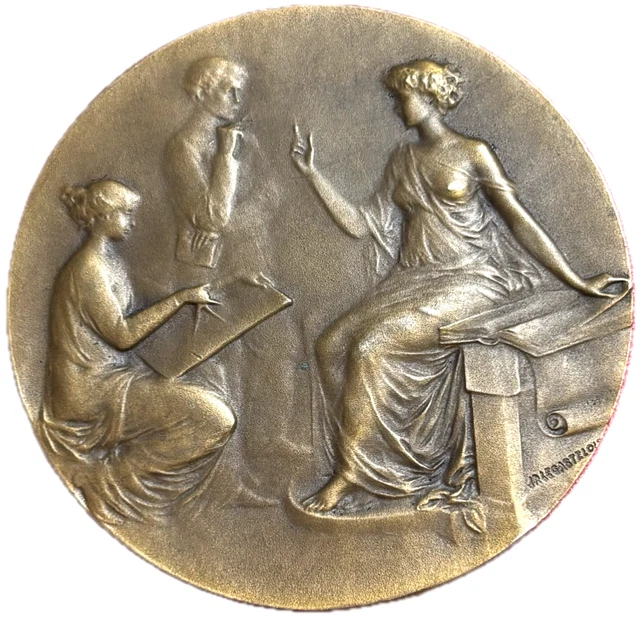 Broche Médaille De Musique Argent Mignon 1910-1920 Par Adolphe Rivet - Vintage