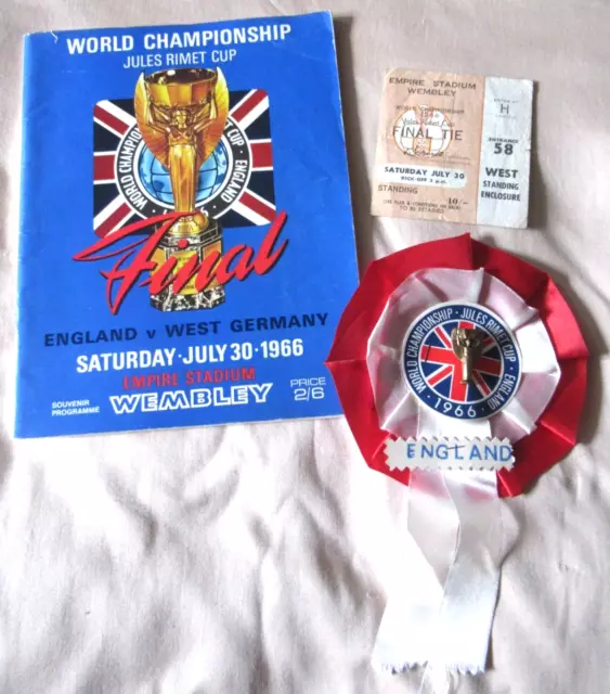 1966 World Cup Final England V West Germany Original Programme Ticket & Rosette