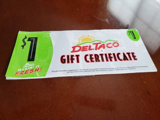 Del.Taco Gift Certificate Book
