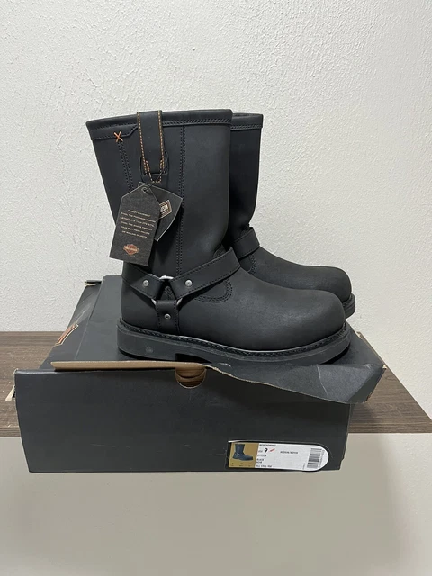 Harley Davidson Stivali Moto D95328 Bill Steel Toe - Pelle Nera, Puntale In Acciaio, Antinfortunistici, Taglia 40 EU