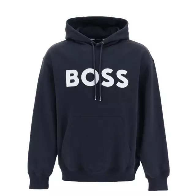 HUGO BOSS Hommes Sullivan Capuche Sweatshirt Coton Pull Bleu Foncé