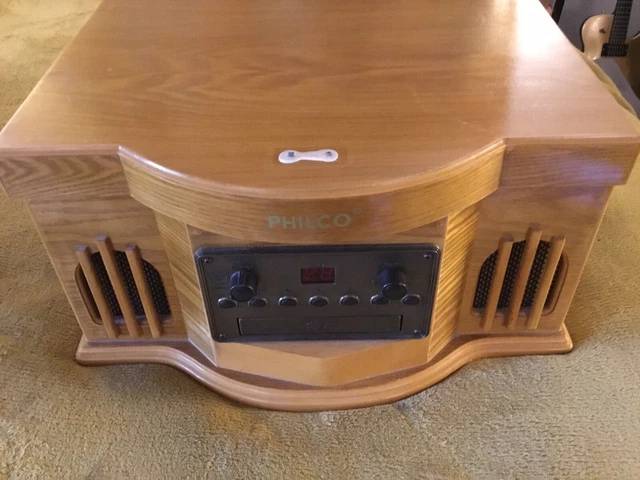 TOCADISCOS PHILCO CD Cassette Gabinete de madera vintage ¡SOLO