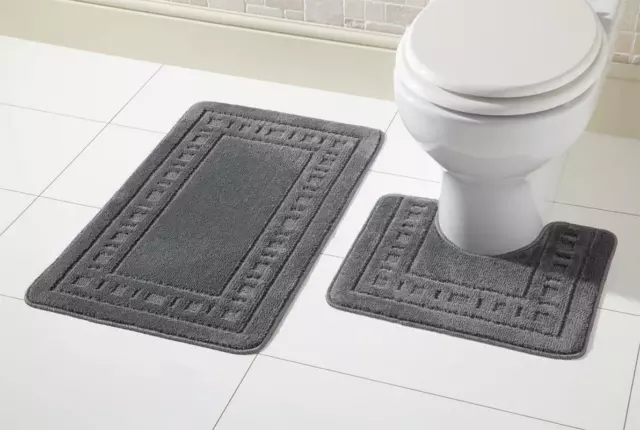 Olivia Rocco Miami 2 Piece Bath Mat & Pedestal Set, Non Slip Bathroom Set