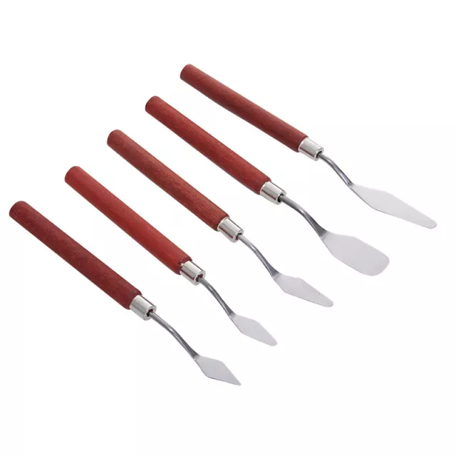 5pcs Painting Knife Wooden Handle Spatula Palette Knife For Oil Painting KniBAW