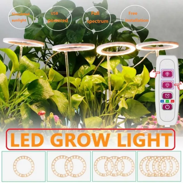 LED Plant Halo Light USB Ring Grow Light Lamp Angel Phytolamp for Indoor Plants