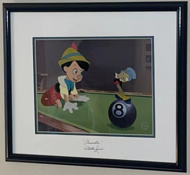Disneys Pinocchio And Jiminy Crickets Behind The Eight Ball Sericel Signed!