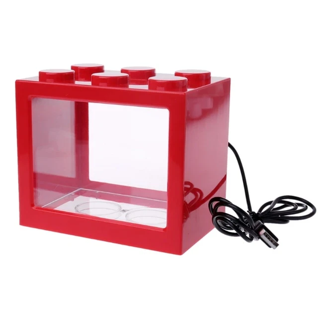 USB Mini Aquarium Fish Tank with LED Lamp Light Betta Fish Fighting Cylinder Fis