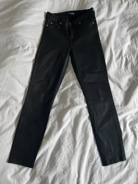 7 For All Mankind HW Skinny Coated Slim Illusion Black Size 26 RRP £280