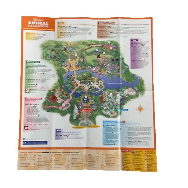 DISNEY ANIMAL KINGDOM Guide Map Brochure 2003 Souvenir Ephemera Color ...