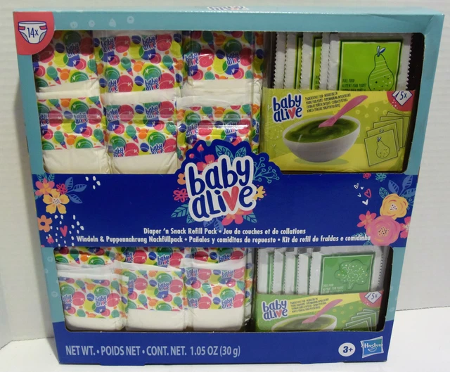 BABY ALIVE DIAPER 'N Snack Refill Pack 14 Diapers 10 Food Packs 18.95