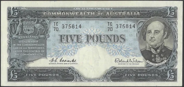 Commonwealth of Australia 1960 £5 Banknote Coombs/Wilson R50 VF/gVF #2