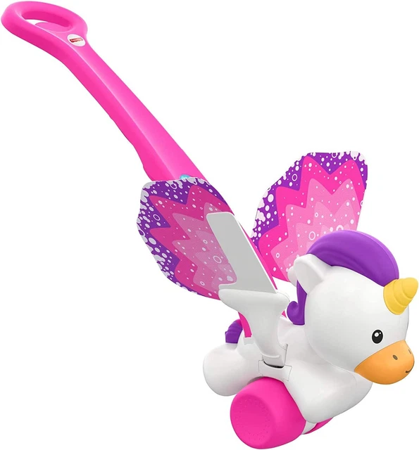 Flutterpump Toy FISHER-PRICE PUSH & Flutter Unicorn GCV72 Pink Plush Baby Toy Walking ...