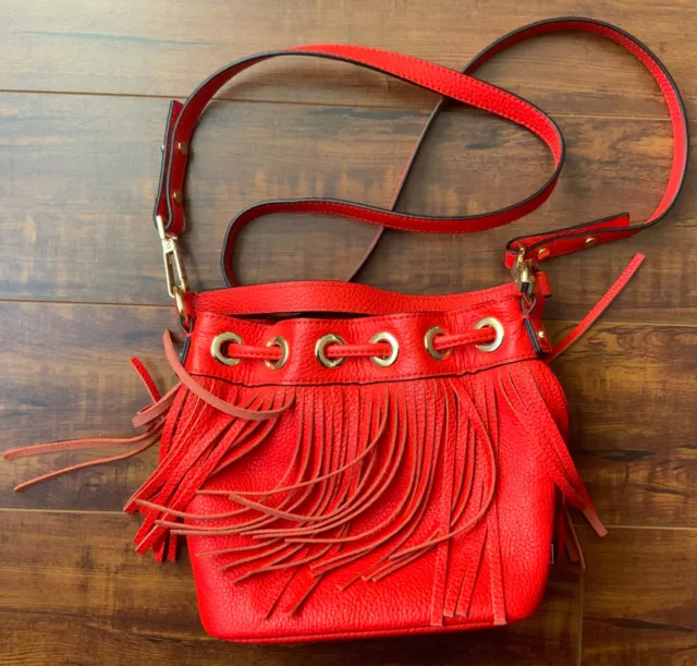 Milly Essex Bucket Fringe Small Red  Women Bag 2