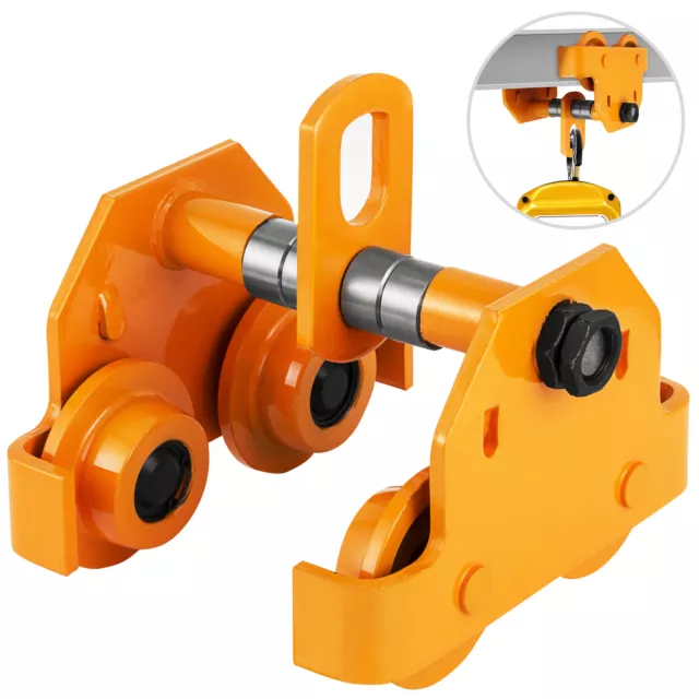 VEVOR 1/2 Ton Push Beam Track Roller Trolley Crane Lift Dual Wheels Garage Hoist