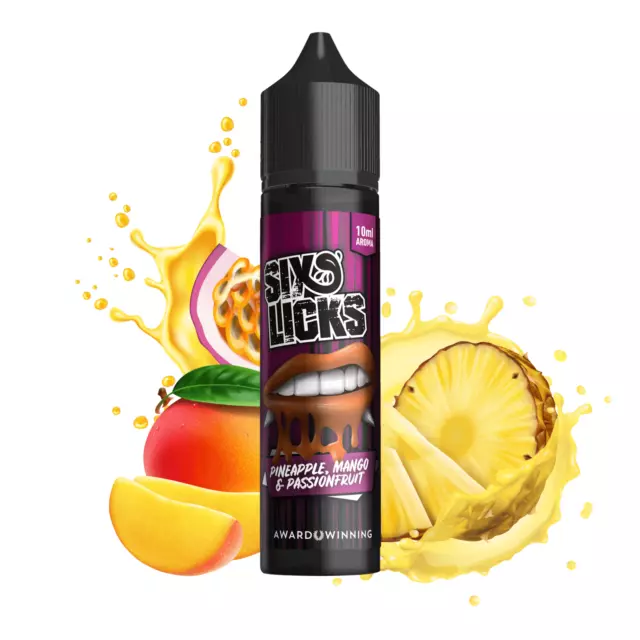 E Liquid - Six Licks - Pineapple Mango Passionfruit - 10 ml Long Aroma - eLiquid