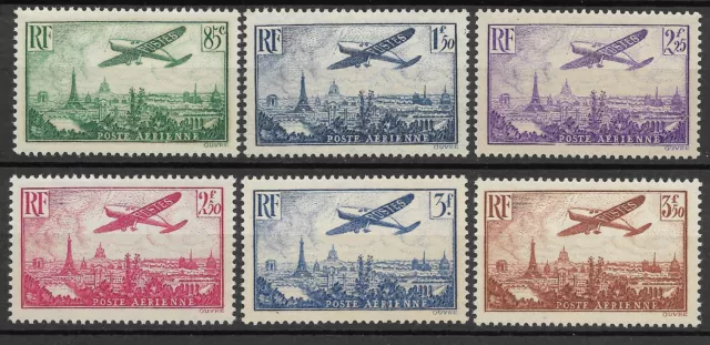 FRANCE 1936 POSTE AERIENNE SÉRIE N° 8 à 13  N * */ MNH TB VOIR SCAN