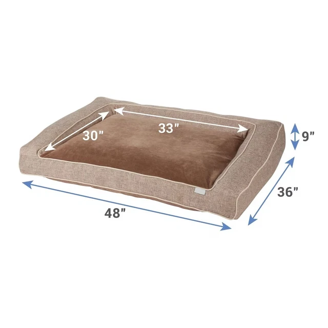 LYY Plush Orthopedic Bolster Dog Bed w/Removable Cover 2